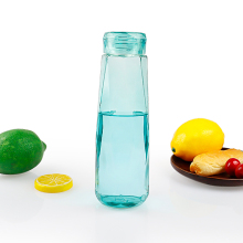 Diamond shape green glass water bottle 400ml
