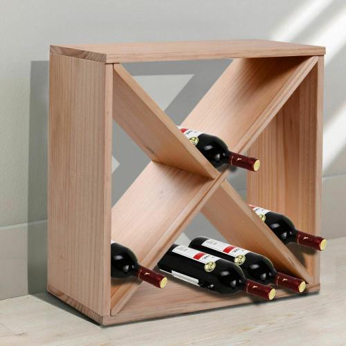 Wooden Wine Rack Tabletop Storage Cube Champagne Stack