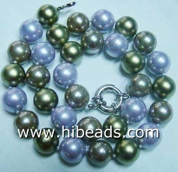 Multicolor shell pearl necklace plated silver clasp SPN0004