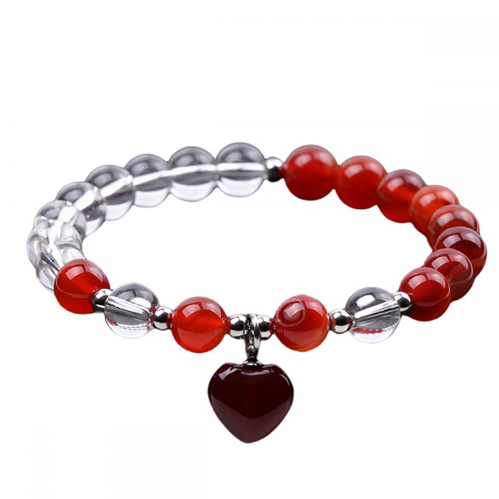 Cuadros de cuarzo de piedra natural con brazalete estirado de encanto de corazón chakra chakra curación brazalete elástico para mujeres hombres