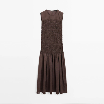 Women's French style elegant drape wide swing pleated dress