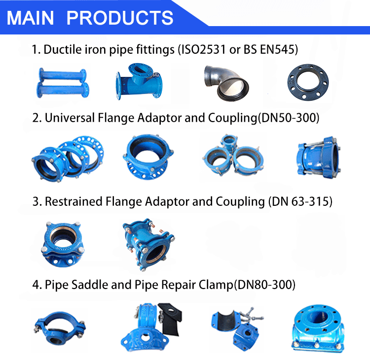 Ductile Iron Cast Pipe Fittings Double Loose flange Tapper Loosing flange Pipe