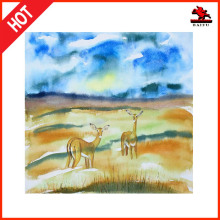 modern paintings orange animal oil painting with spotted deer