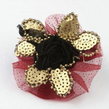 Designer black & red roses wedding barrettes hair accessories