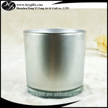 large metalize shiny silver glass candle holder