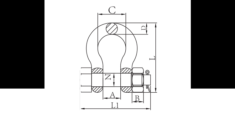 Bolt Type Alloy Bow Shackle/ G8 Bow Shackle/bolt shackle