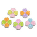 100Pcs 19MM Clover Flower Resin Cabochon For Hair Bow Center Glitter Flat Back Resin Cabochons DIY Jewelry Making Scrapbooking