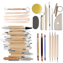 30pcs Double-Sided Wooden Clay Sculpting & Carving Tool Set for Pottery