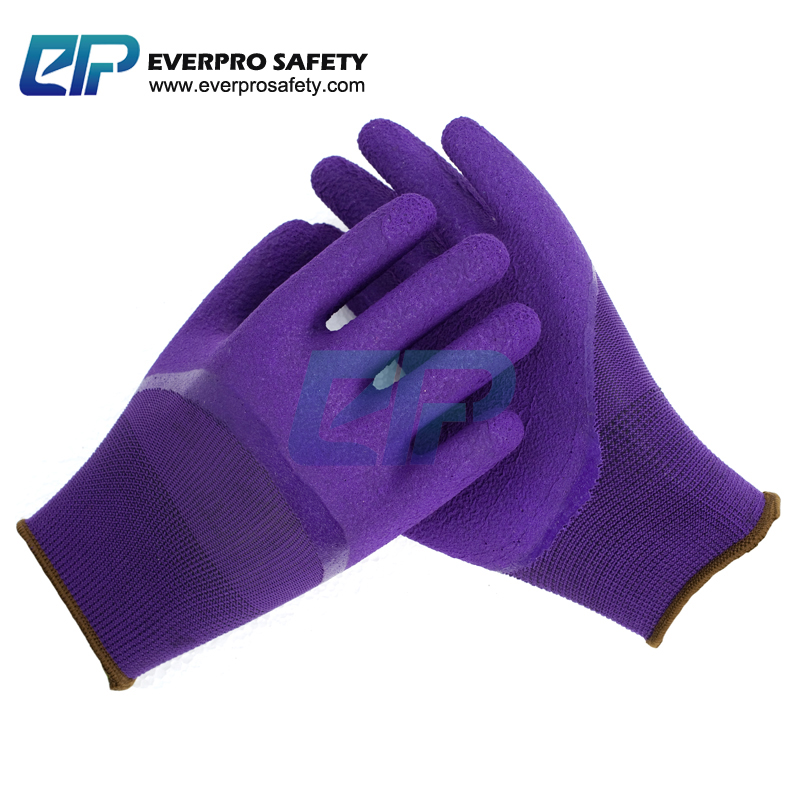 13G Polyester /Nylon Liner Latex Crinkle Foam Coated Working Glove EN388:2121X