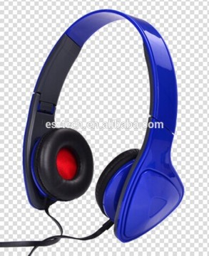 Flat wire earphone Blue computer headphone Foldable headset Flat wire