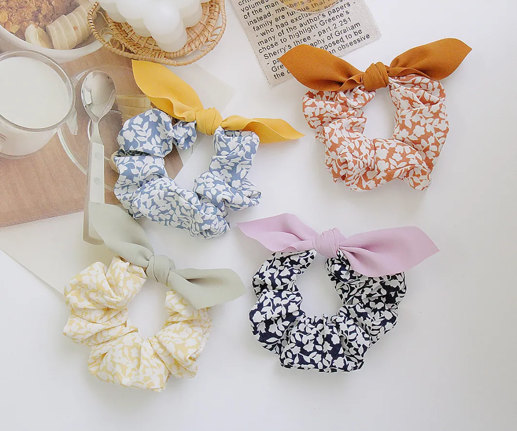 Fashion Colorful Bowknot Hair Tie Fabric Girls Elastic Hair Band