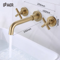 Hot Cold Outdoor Faucet Brushed Gold 3 Hole Wall Mounted Shower Faucet Manufactory