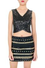 Black Gold Embroidered Sequin Skirts