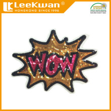 Wow design Sequin Sticker Patch Applique