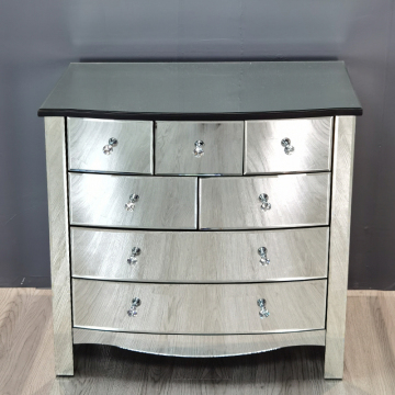 curved mirror 8 drawer chest