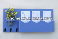 Living room vintage wooden mail organizer with key racks