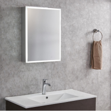 Gabinete de espelho acrílico de alumínio para banheiro com anti-embaçante