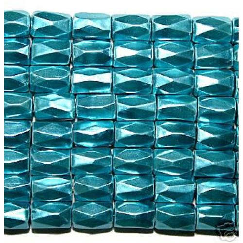 Deep Blue Hematite 18 Faced Tube Beads 5X8MM Grade AB