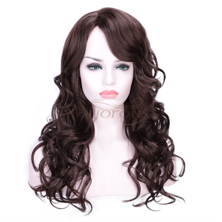 Vigorous Ombre Curly Side Part Long Wave for Women Synthetic Heat Resistant Party Wigs Natural Looking