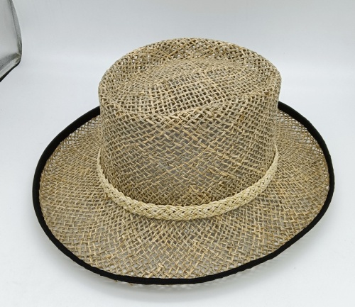 Siyah Bantlı Doğal Seagrass Boater şapkası