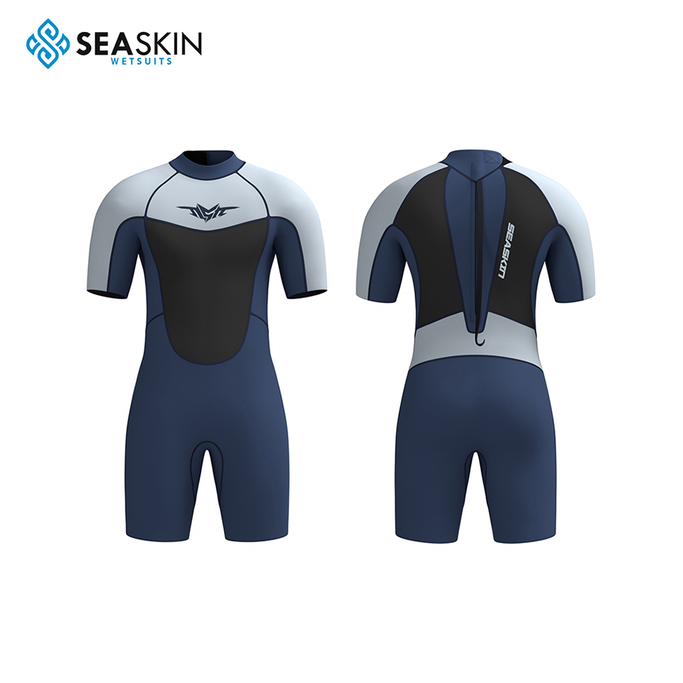 Seaskin Mens Front Zip Kuerz fir Diving Diving Wetsuits