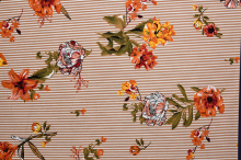 High Quality Green Leaf Stripes Pattern Printed Fabrics