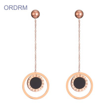 Minimalist Rose Gold Double Circle Dangle Earrings