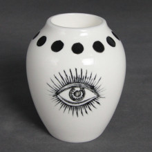 Hand-Painted Ceramic Eye Vase