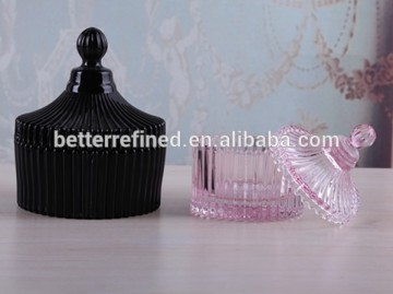 crystal glass ribbed candy jar