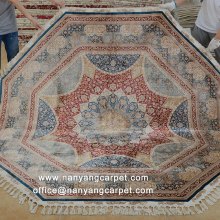 7.2'x7.2' Octagon Handwoven Tabriz Persian Silk Rug