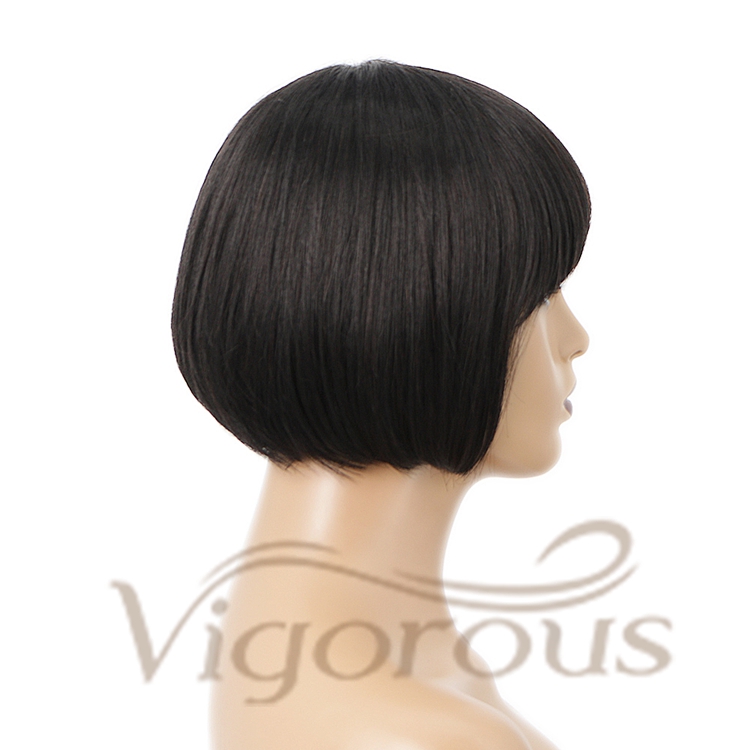 Silky Straight Bob With Neat Bangs Top Quality Amazon Products For Black Woman Cheap 100% Brazilian Human Hair Wigs