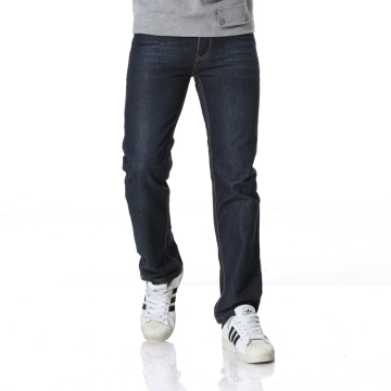 European style straight casual long trousers denim jeans pants for men