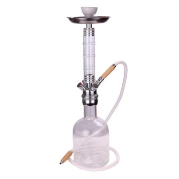 Bamboo Pole Shaped Glass Stemmed Shisha Hookah With Crackle Vase