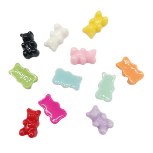 100 sztuk/partia piękny nieprzezroczysty kolor Gummy Bear żywica Flatback Cabochons Cartoon niedźwiedź ozdoby do tworzenia biżuterii Scrapbooking