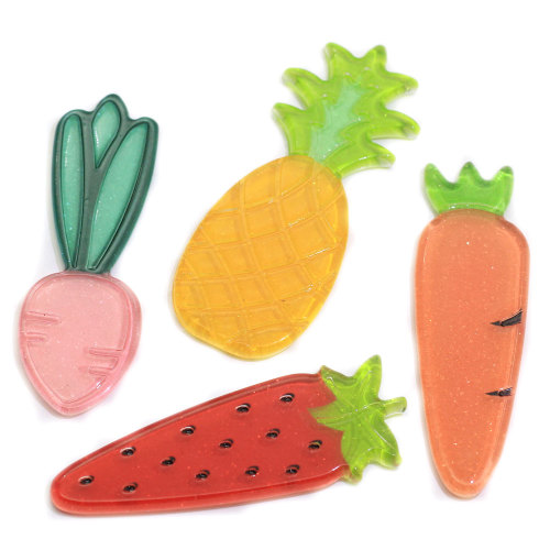 Dijes de cuentas de resina de fresa de piña de zanahoria vegetal para decoración artesanal hecha a mano Mini cuentas de adornos de cabujón