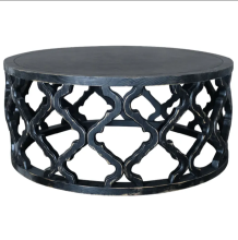 Hand Carved Oak Antique Vintage Quad Leaf Round Coffee Tables for Events in the Hamptons