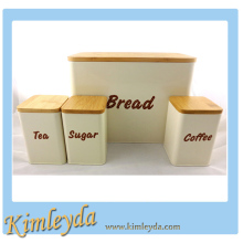 Wooden cover Kitchen Canister Set 4pcs Bamboo Canister Set