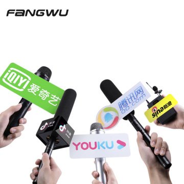 TV Media Interview Accessories: Acrylic Base Stations, Microphones, Customizable Brand Logo Stickers for Small Hosts