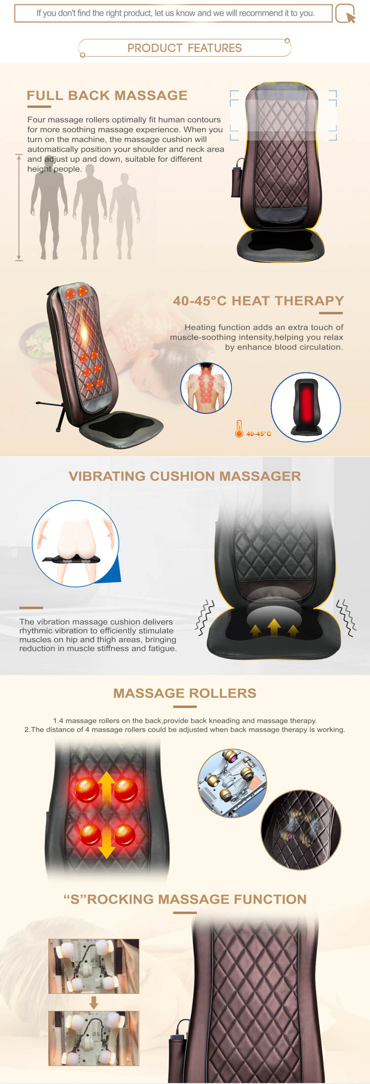 COMTEK Portable Massage Cushion Factory Supply Superior Quality Neck Shiatsu Back Stretch Heat Function RK988