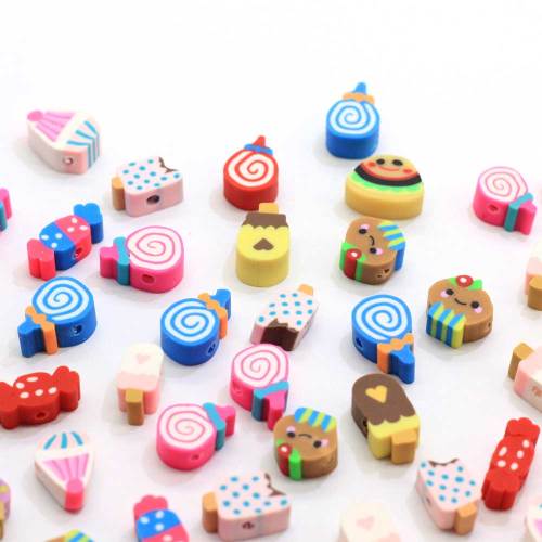 Cute Dessert Beads Candy Lollipop Popsicle Mix Polymer Clay Beads For DIY Jewelry Making