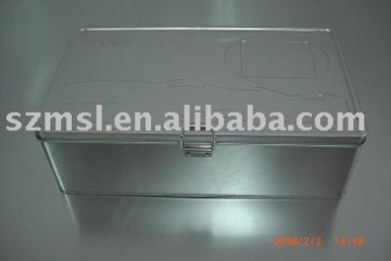 large rectangle tin box with hinge