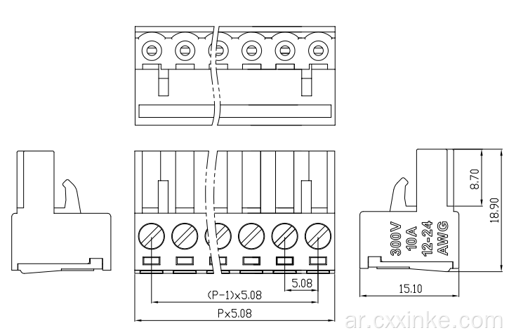 XK2EDGRK-5.08 Solderless Butt Plug Terminal 2EDGKP-5.08MM موصل كتلة طرفية