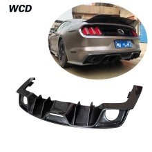 Dual Exhaust Single Outlet Carbon Fiber Rear Bumper Diffuser for Ford Mustang Coupe 2015-2017
