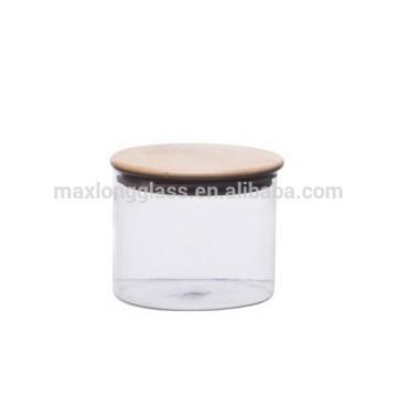 Air Tight Glass bamboo jars wholesale for spices herbs