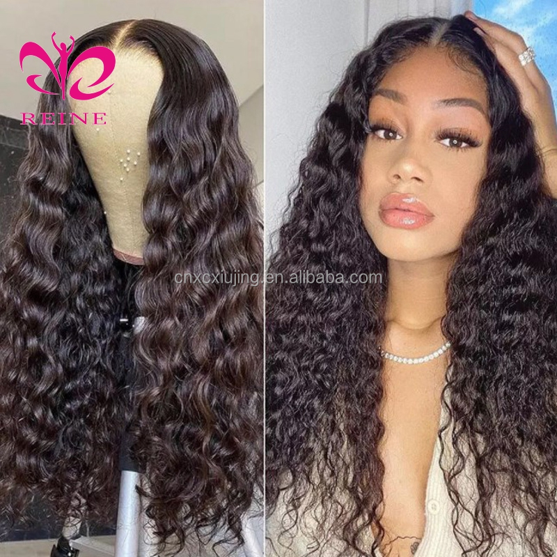 REINE Natural Human Hair Wigs For Black Women Brazilian Human Hair Frontal Lace  kinky curl Wig  double drawn human hair wigs