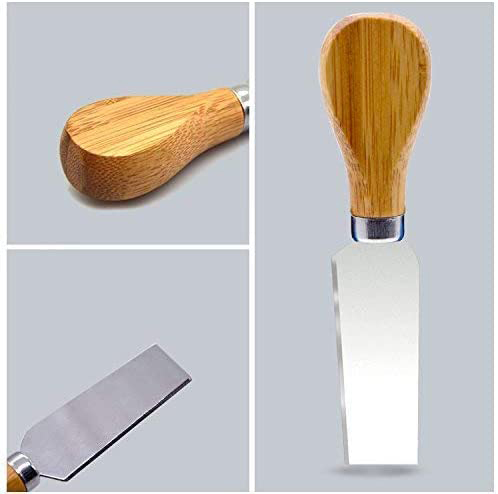 Yuming Factory 4pcs Unique Cheese Knife Tool Set Wood Bamboo Handle Stainless Steel Cheese Knife Set for Cheese Pizza