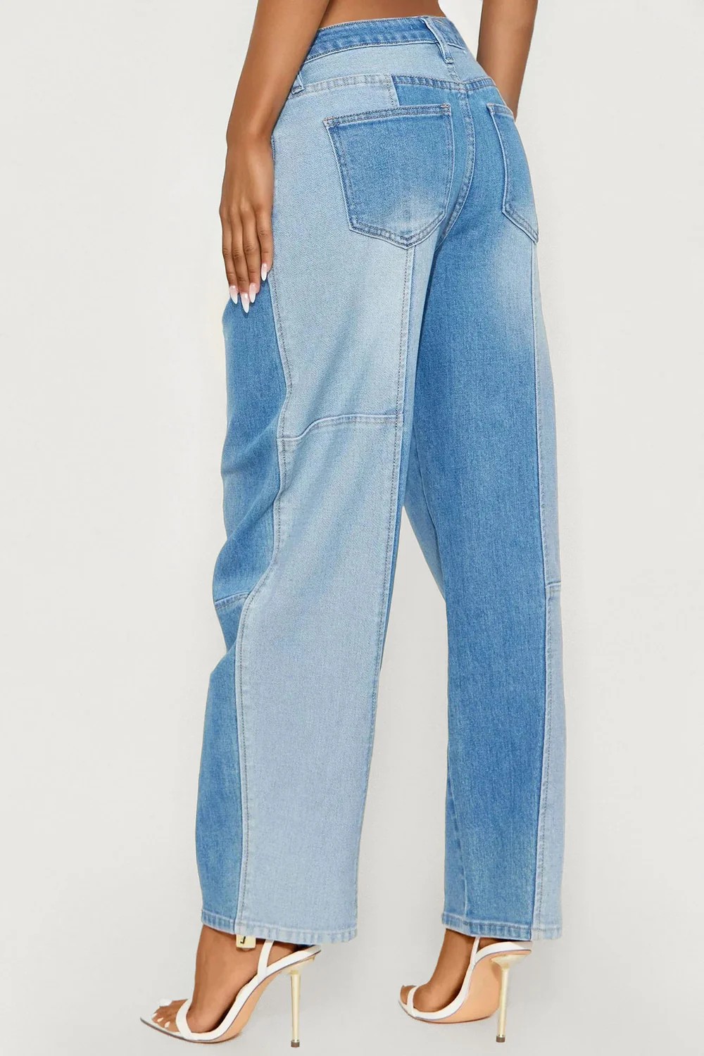 Джинсы ствола ноги - средняя мытья1 Barrel Leg Jeans - Medium Wash1
