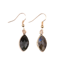 Labradorite Faceted Horse Eye Pendant Gold Charms Women Drop Earrings