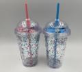 16oz de copo de parede dupla com glitter