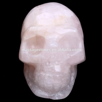 2 inch crystal stone skull craved rose quatz skull